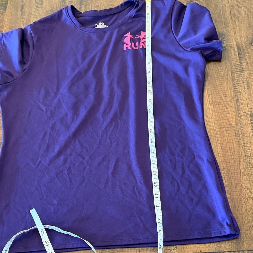 Under Armour Purple Short Sleeve Run Tee with Pink Logo - Picture 5 of 6